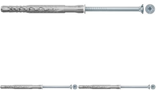 fischer Langschaftdübel SXRL 10x160 T, hochwertiger Dübel mit passender Senkkopfschraube (50 Stk.), Nylondübel für optimalen Halt & leichte Montage in Beton, Ziegel und Porenbeton (Packung mit 3)