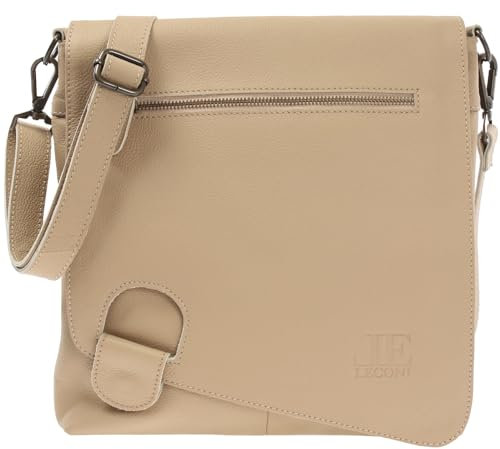 LECONI Umhängetasche Damen-Tasche Crossbag Leder Natur Schultertasche Vintage-Look Ledertasche Frauen + Herren Handtasche aus Echt-Leder 29x29x6cm sand LE3073-sof