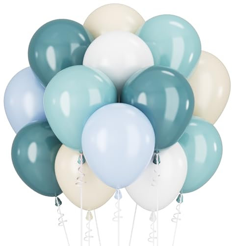 Luftballons Blau Weiß Ballons Schieferblau Beige Luftballon Bär Geburtstag Party Deko 60STÜCK 12ZOLL Pastell Blau Weißer Sand Helium Latex Ballon Boho Hochzeit Babyparty Dekoration