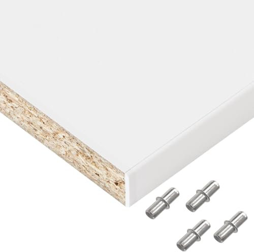 HausFux Einlegeboden, Regalboden nach Maß - 1,9 cm Starke Spanplatte, melaminbeschichtet, einseitige ABS-Kante - Made in Germany - Maßanfertigung - für Möbelbau (ICY White, 50 x 40 cm)