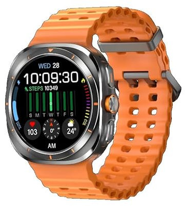 2024 New S7 JS Watch 7 Ultra 1:1 47mm Smartwatch AMOLED Screen Bluetooth Call IP68 Waterproof Mens Smart Watch for Android IOS (Orange)