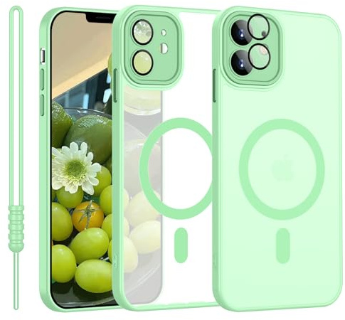 iPhone 11 Hülle mit MagSafe, Hanyhülle iPhone 11 Magnetisch Dünn Matte Touch Kameraschutz, Anti-Gelb rutschfest Kratzfest Schutz Stoßfest Hülle für iPhone 11 Hell Grün