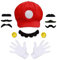 BOOSHMall Mari Rot Mütze, Karneval Kostüm Zubehör, Cosplay-Kostüme Für Kinder, Rot Kostüm mit Kappen Schnurrbärte Weißen Handschuhe Knöpfe, für Fasching Karneval Halloween Mottoparty Kostüm, Rot