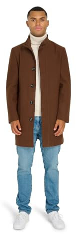 George Wool Melton Coat with Funnel Neck in Brown 40