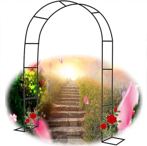 Arche de jardin en métal pour rosiers grimpants - Arche de jardin solide en métal noir avec base - 1,8 m x 2,2 m
