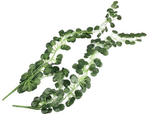 Alanmoship Künstliche Hängepflanzen, 90 cm, grüne Weinblätter, Girlande, Begonie, Rattan, Dekoration für Zuhause, Garten, Hochzeit, 2 Stück