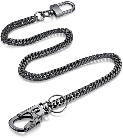 Ahiller Schlüsselkette,Lange Hosenkette Herren Doppelschloss-Design | Doppelschloss-Design Schlüssel Karabiner, Jeanskette, Schlüsselkette,hosenkette,Unisex