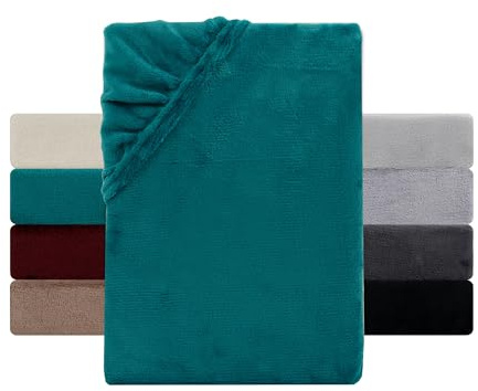 Premium Cashmere Touch Bettlaken Spannbettlaken, Matratzenhöhe bis 24 cm, Spannbetttuch extra Dick 190 g/m², Oeko-TEX 100 Zertifiziert, 90x200-100x200 cm Petrol