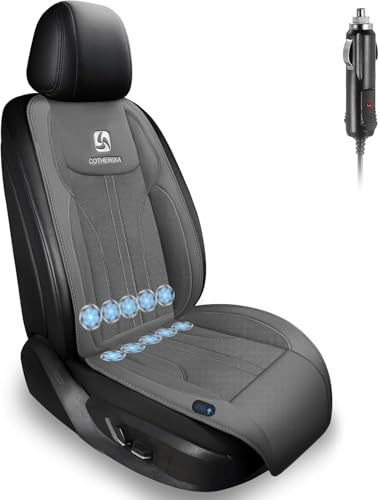 COTHERIXA Kühlendes Autositzkissen für Vordersitz, 12 V und 24 V, kühlender Sitzbezug für Auto mit 10 Ventilatoren, schnelle Kühlung mit automatischem Start und Pause, Sitzkissen (grau)