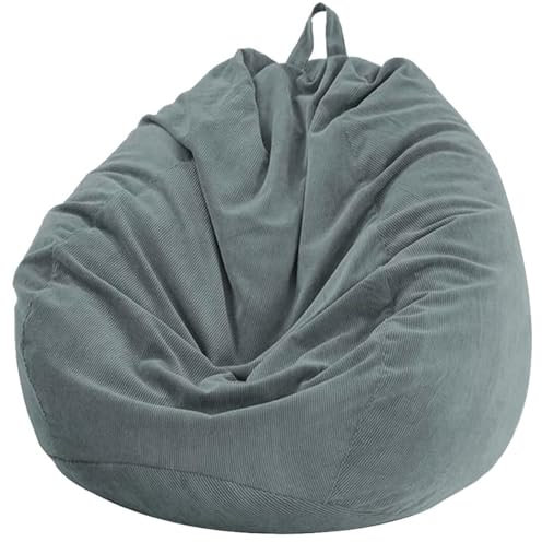 Highdi Puff Salon Adulto 85 x 110 CM Sin Relleno, Grande Puff Gamer - Material de Pana, Duradero y Cómodo, Gris Bean Bag Chair para Salón, Dormitorio y Sala de Juegos