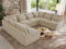 MKS MEBLE Sofa U-Form, Wohnlandschaft, Couch, Ecksofa, Couchgranitur, Polsterecke, Big Sofa XXL, Polstergarnitur - Verso U 8M - Creme Plüsch