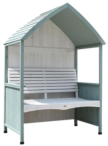 Panchina da Esterno in Legno con Padiglione, Panchina da Giardino per Patio, Panca per attività Commerciali, Strade, Giardini, Campi, Cortili