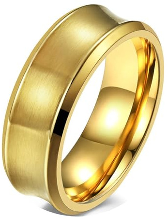 Calefee Ring Herren Verlobungsring, Ringe Edelstahl Männer Eheringe Bandring Breit 8 mm Konkave Oberfläche, gr. 47 bis 72