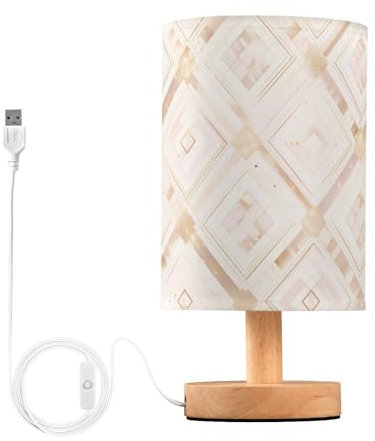 FRODOTGV Round Table Lamp, Rose Gold Pink Glitter, Linen Fabric Lights with USB for Bedroom, Dorm, Home Office