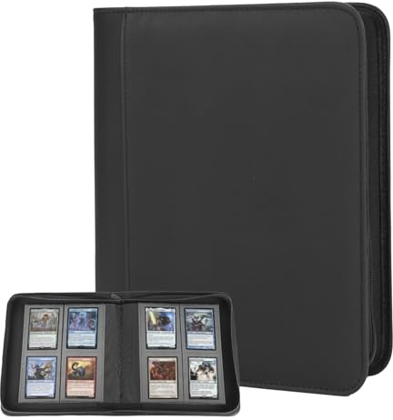Premium PU Sammelkarten Album 4-Taschen, 16 Seiten 128 Kartenfächer Sammelkarten Kartenalbum für Pokemon-Karten/MTG/YuGi Oh, Tragbar Wasserdichtes Trading Card Album für 3x4 Rigid Karten
