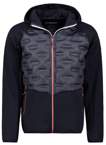 Geographical Norway COUTO BLACK DB MEN 024 BLACK (WZ8644H/GN-NOIR) Schwarze Herrenjacke mit Kapuze, Outdoor, Softshell, bequem
