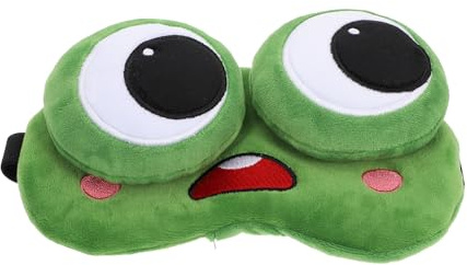 SECFOU Schlafmaske Cartoon Frosch mit Gel Augenmaske Leichte Atmungsaktive Augenbinde zur Lichtblockierung und Augendruckentlastung Elastisches Band für Reisen und Camping