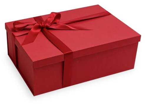 Tekhoho Rot Geschenkbox 32x22x11cm, Große Premium Rechteckige Geschenkbox mit Deckel für Geschenke, Weihnachts-, Hochzeits- und Geburtstagsverpackung