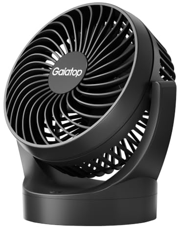 gaiatop Portable Desk Fan USB, 19H Max Runtime, 135° Tilt Fans for Bedroom | 3-Speed Rechargeable Battery Fan, Quiet Brushless Motor, Small Desktop Fan for Home Office Outdoor, Solid Black
