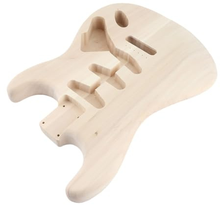 Massiver Walnussholz E-Gitarren-Korpus, unfertig für DIY-Projekte | Glatte Oberfläche für individuelle Lackierung, vorgebohrte Tonabnehmerlöcher, warme Klangresonanz, ergonomische Form für