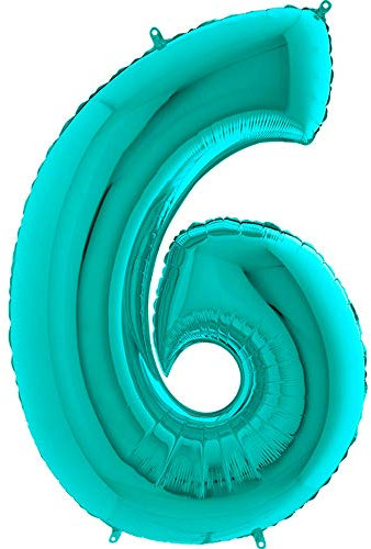 Ballonim Zahlenballon 0-9 100 cm Tiffany blau türkis Mint Luftballon Zahlen Helium Luftballons XXL (Zahl 6)