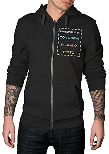 Incidiamo Felpa Personalizzata con Zip e Cappuccio, Personalizzabile con Logo