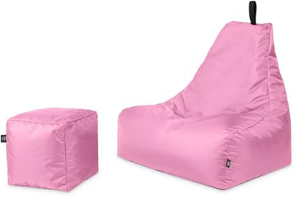 PATCH HOME Sitzsack Sitzkissen Beanbag Premium Lounge Gaming Sessel inkl. Würfel | 2 Größen In & Outdoor geeignet fertig befüllt H:90cm | T:78cm | B:82cm + 35x35cm Würfel Altrosa