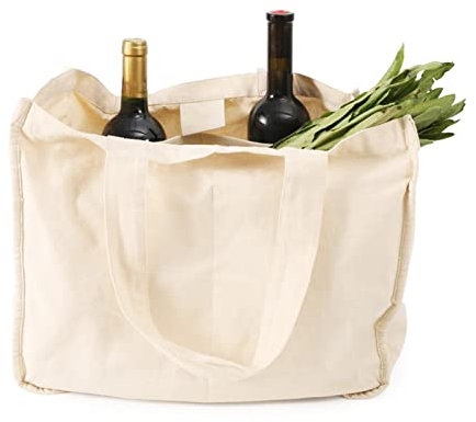 VIONNPPT Sac en toile de jute - Grand sac à bandoulière - Sac écologique portable - Sac de tri pliable - En coton lavable - Réutilisable pour pain, fruits, légumes, beige