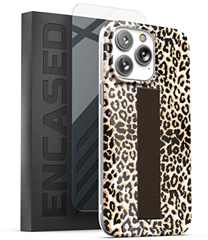 ENCASED Loop Case for iPhone 14 PRO MAX with Hand Strap and Screen Protector (Leopard)