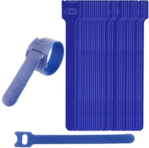 30PCS Adjustable Reusable Cable Ties Straps 12mmx150mm Hook and Loop Long Cable Straps Ties for Cable Management, Wire Tidy, Cord Organiser (Blue)