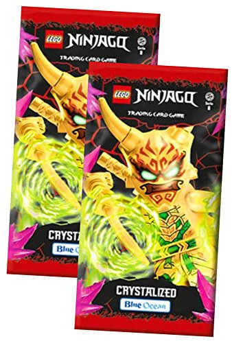 Lego Ninjago Karten Trading Cards Serie 8 - CRYSTALIZED (2023) - 2 Booster Sammelkarten Bundle + 10 Originale Hüllen