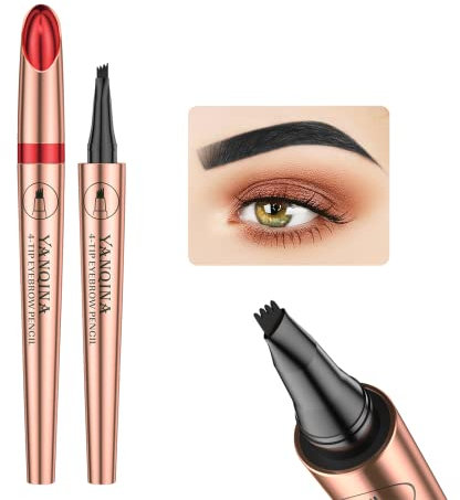 Anifer Flüssiges Microblading Schwarz Augenbrauenstift. - Wasserdicht, Lang anhaltend, Natürlich, 4-Punkt-Gabelspitzen-Augenbrauenstift.(schwarz/Black# 04)