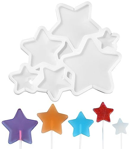 UR URLIFEHALL 5 moldes de silicona con forma de estrella, moldes de silicona de grado alimenticio para gelatina, jabón, galletas, alimentos
