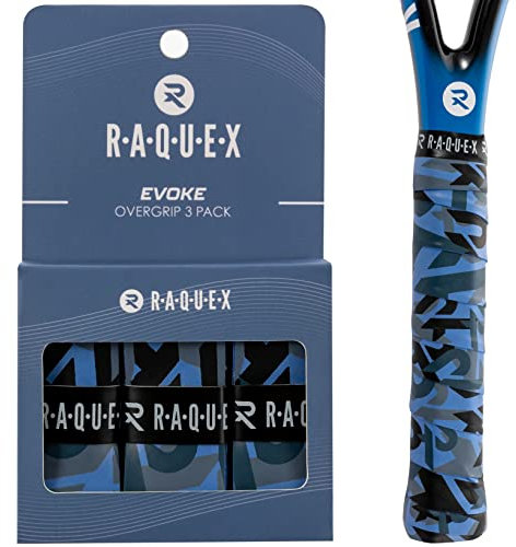 Raquex Evoke Camo Overgrip – Tennisschläger Grip Tape – Schläger Anti-Rutsch-Band Übergriff für Tennisschläger, Badminton und Squash – 3er Pack - Raquex Tarnmuster