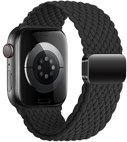 Geflochten Armband Kompatibel mit Apple Watch Armband 44mm 45mm 46mm 49mm 42mm für Damen Herren, Elastisch Nylon Armbänder mit Magnetisch für iWatch Ultra 2 SE Series 10 9 8 7 6 5 4 3 2 1