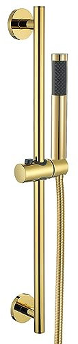Cabezal De Ducha Dorado Con Barra Deslizante, Cabezal De Ducha De Altura Ajustable De Latón, Kit De Ducha De Mano Montado En La Pared Con Manguera De Acero Inoxidable De 59 Pulgadas