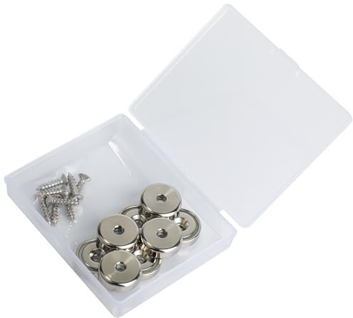8 Pcs Strong Magnet,20x7mm Strong Magnet Hole Round Countersunk Hole Rare Earth Magnets 10kg 22LB Holding Force,Pot Magnets with 8 Metal Screws for Whiteboards Refrigerator Kitchen Wall