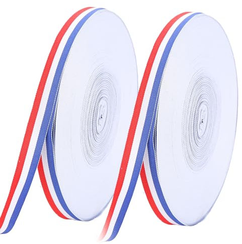 Cinta de Satén 100 m Azul Blanco Rojo de Poliéster Carrete de Cinta Tricolor 10 mm Cinta De Lazo en Colores de La Bandera Francesa Para Embalaje, Bandera de Artesanía de Boda Celebraciones