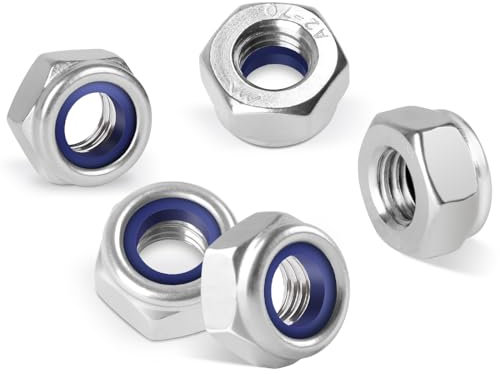 BOUMVID Dadi di Bloccaggio M3, 50 Pezzi Esagonali Dado di Autobloccanti Sicurezza in 304 Acciaio Inox A2 V2A, Dado Esagonale DIN 985, Dadi di Arresto, per Viti Bulloni Filettati Inserti