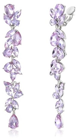 EVER FAITH Marquise Kristall Kronleuchter Art Deco Ohrclips für Damen | Clip-on Ohrringe Braut Teardrop Braut lange baumeln Tropfen Strass Ohrhänger für Prom