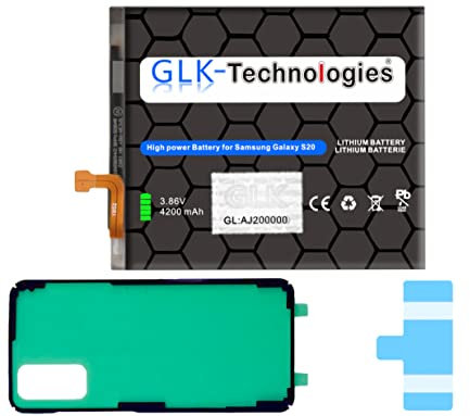 High Power Ersatzakku kompatibel mit Samsung Galaxy S20 SM-G980F/DS SM-G981B/DS | GLK-Technologies Battery | accu | 4200mAh Akku | inkl. 2X Klebebandsätze 2025 BJ