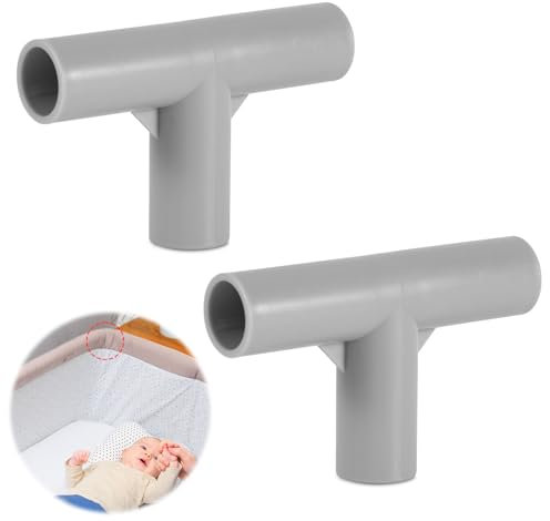 PEUTIER 2 Stück T-Förmige Verbindungen für Baby-Laufstallteile, Ersatzverbinder für Baby-Laufstall mit 1,9 cm Innendurchmesser, Grau, für Infant, Toddler