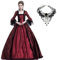 Velcoxplay Robe longue pour femme - Style victorien, victorien, Renaissance médiévale, gothique, lolita, fête rococo - Manches bouffantes - Rouge - Taille M