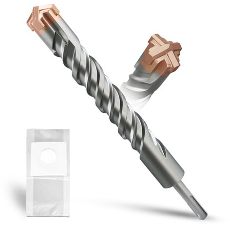 METOTY Broca SDS Plus de 30 mm × 260 mm, con 4 cuchillas de metal duro, cabeza con revestimiento, broca de piedra, martillo de hormigón, para piedra, hormigón, piedra natural, pared de ladrillo
