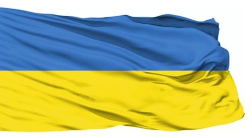 Bandiera Ucraina 90x150 cm in Poliestere | Giallo Blu da Esterno per Balconi, Terrazzi, Manifestazioni | Leggera, Antivento, Asciugatura Rapida con laccetti e passante asta