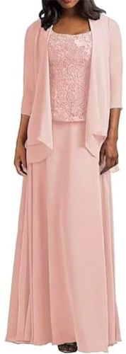 Glitzernde Brautmutterkleider mit Jacke, 3-teilig, Chiffon, Ärmelloses Oberteil, Rock, Damen Festliche Kleider für Hochzeit