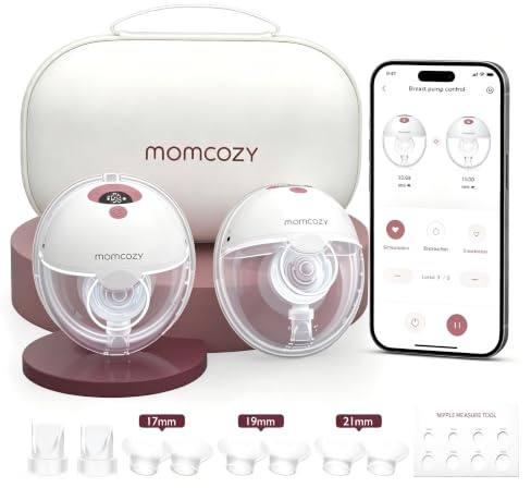 Momcozy M5-Smart Tire Lait Electrique Main Libre avec App, Rouge, 2 Pièces