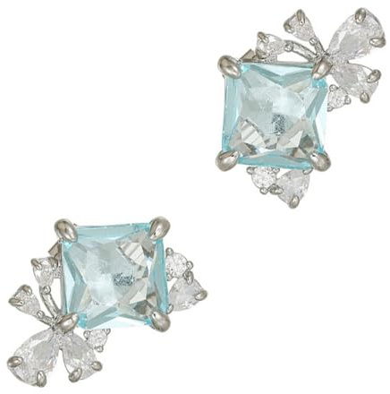Clip de oreja de moda con piedra cuadrada azul, diseño de piedra brillante para Freeclip 1 o 2, perfecto para fiestas y uso diario