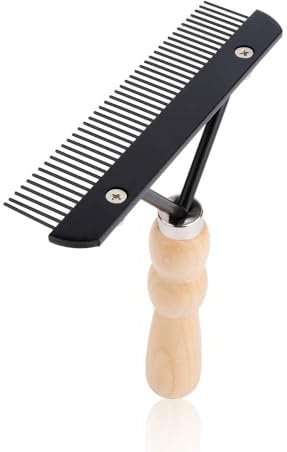 Ordermore Long Tooth Undercoat Dog Rake,Anti-Slip Wood Handle Grooming Rake,Steel Comb for Long Hair Pet