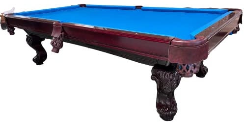 8 Ft. Billardtisch Tunierpoolbillard Poolbillard Modell Winston Nr.33 Gestellfarbe: Mahagoni Tuchfarbe: Blau Pool Billard mit 3cm starken Schieferplatten Maß:254x142cm